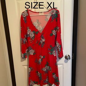 Bobbie Brooks RED Floral Dress Size XL  NEW